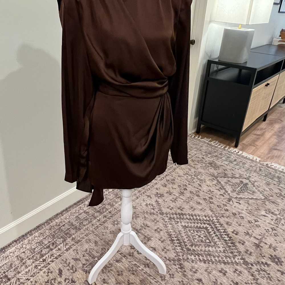 Ronny Kobo - Elegant Brown Draped Dress - never been worn -  size: small - Picture 3 of 10
